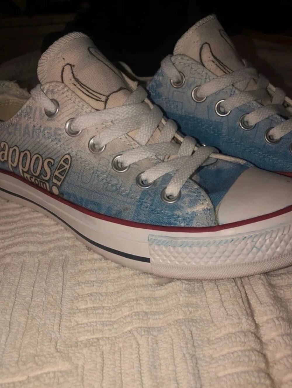 Converse Chuck Taylor All Star Blue Graphic WOW Low Top Sneakers Womens 7